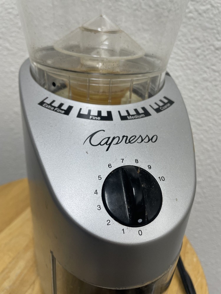 Capresso Infinity Conical Burr Coffee Grinder Silver Espresso Drip 16 Settings