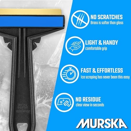 Efficient Brass Blade Car Ice Scraper - 2 Pack Windshield Scrapers for Winter Us