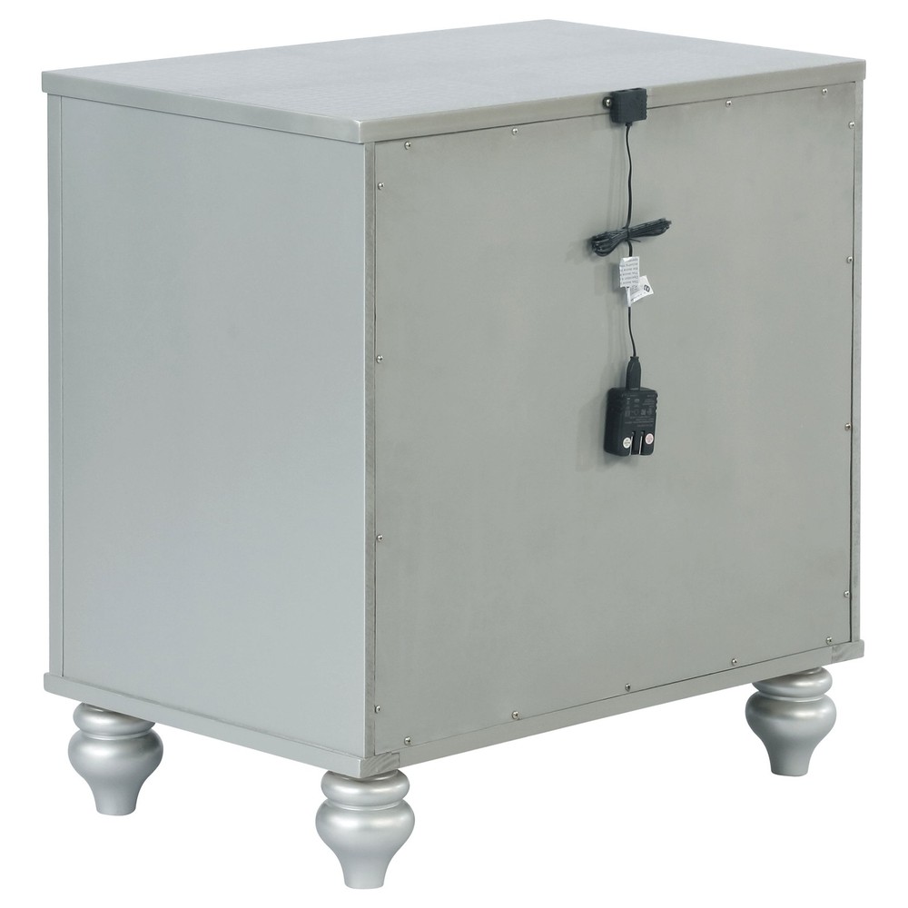 Silver Metallic 2-drawer Nightstand