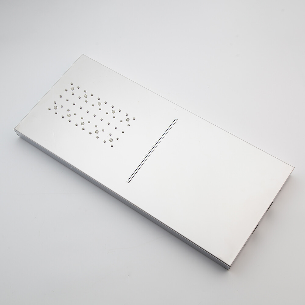 22" Chrome LED Shower Head Rectangular Rainfall/Waterfall Spout Faucet Mixer Tap