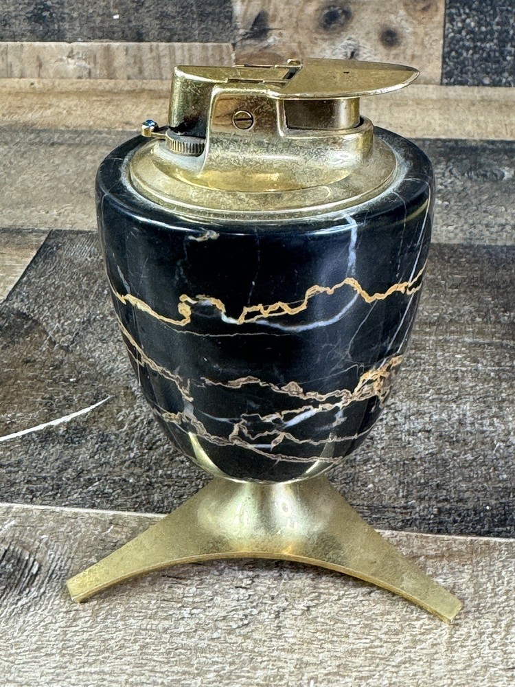 Vintage Ronson Marble Brass Table Lighter Made In England