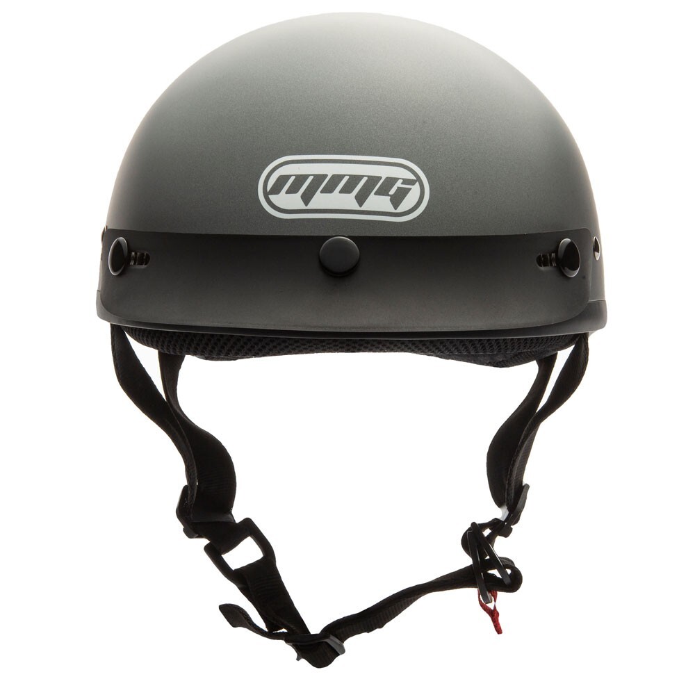 MMG Helmets Half Skull Cap Motorcycle Helmet - DOT – Flat Matte Grey (XL)