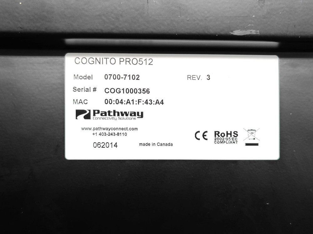 PATHWAY CONNECTIVITY COGNITO PRO512 0700-7102 LIGHTING CONSOLE