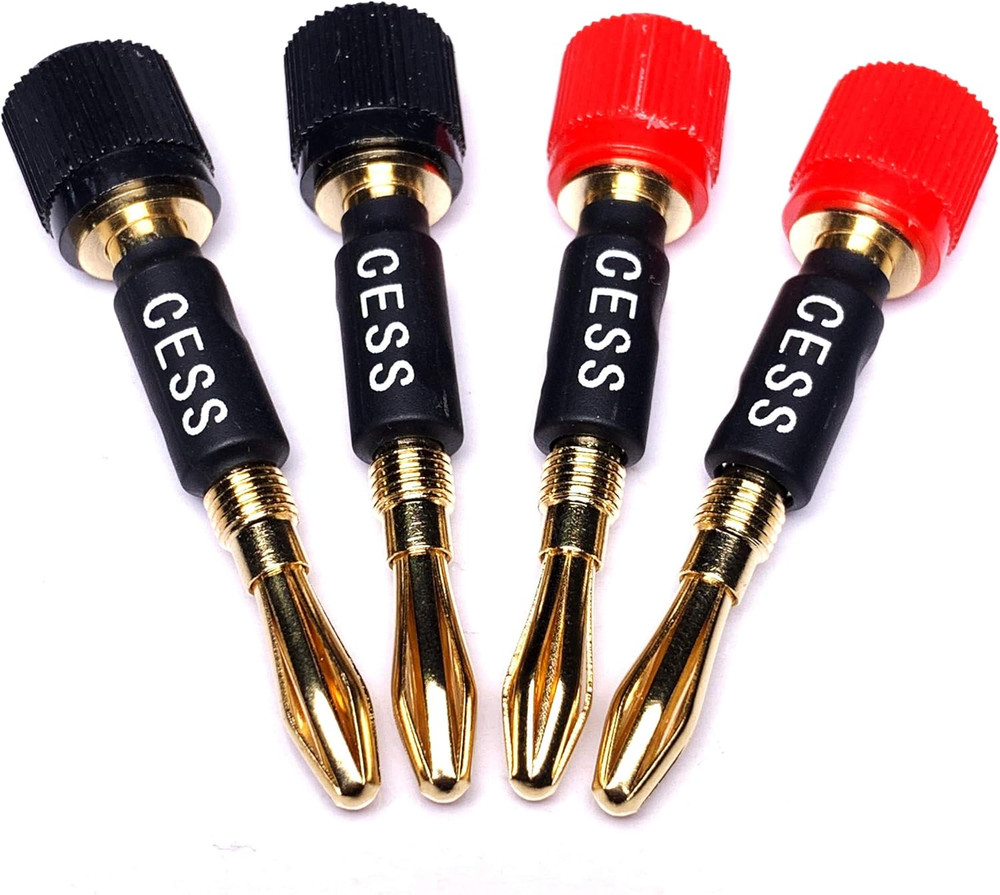 CESS-061 Spade Fork Binding Post to Banana Plugs Amp Speaker Adapter, 4 Pack