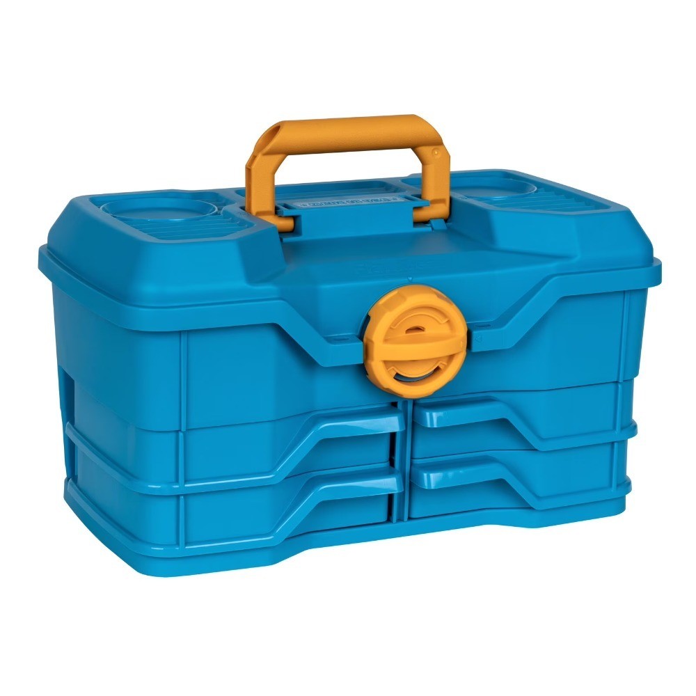 Medium Fishing Tackle Box 14 Inches Plastic Blue Storage Organizer Case with
