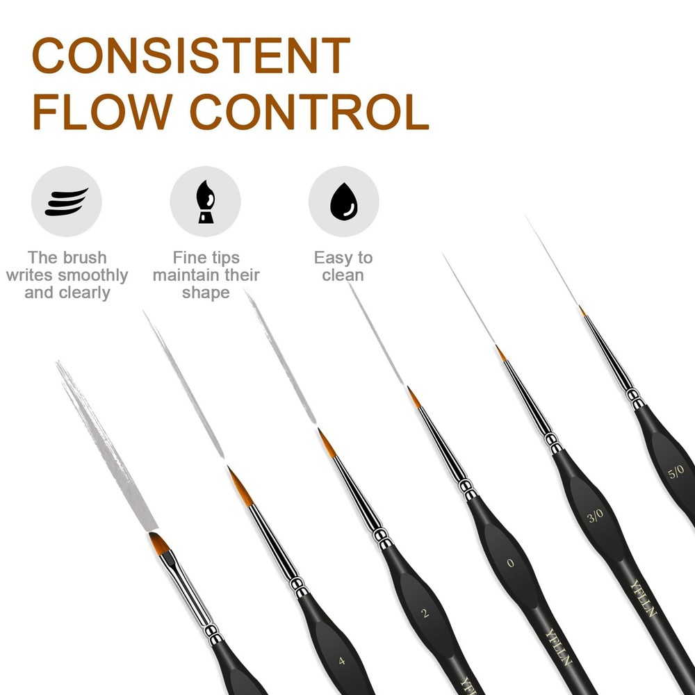 6Pcs Miniature Paint Brushes Set with Triangular Handles - for 6PCS, Black