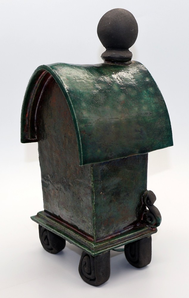 Stonesplitter Raku Pottery Mantle Clock With Mouse - Working