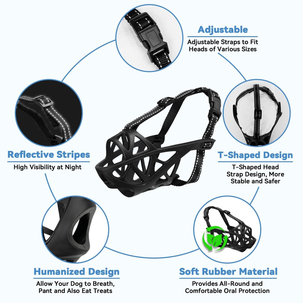 ODRIEW Dog Muzzle for Large Sized - Medium Dogs, Small M, Black