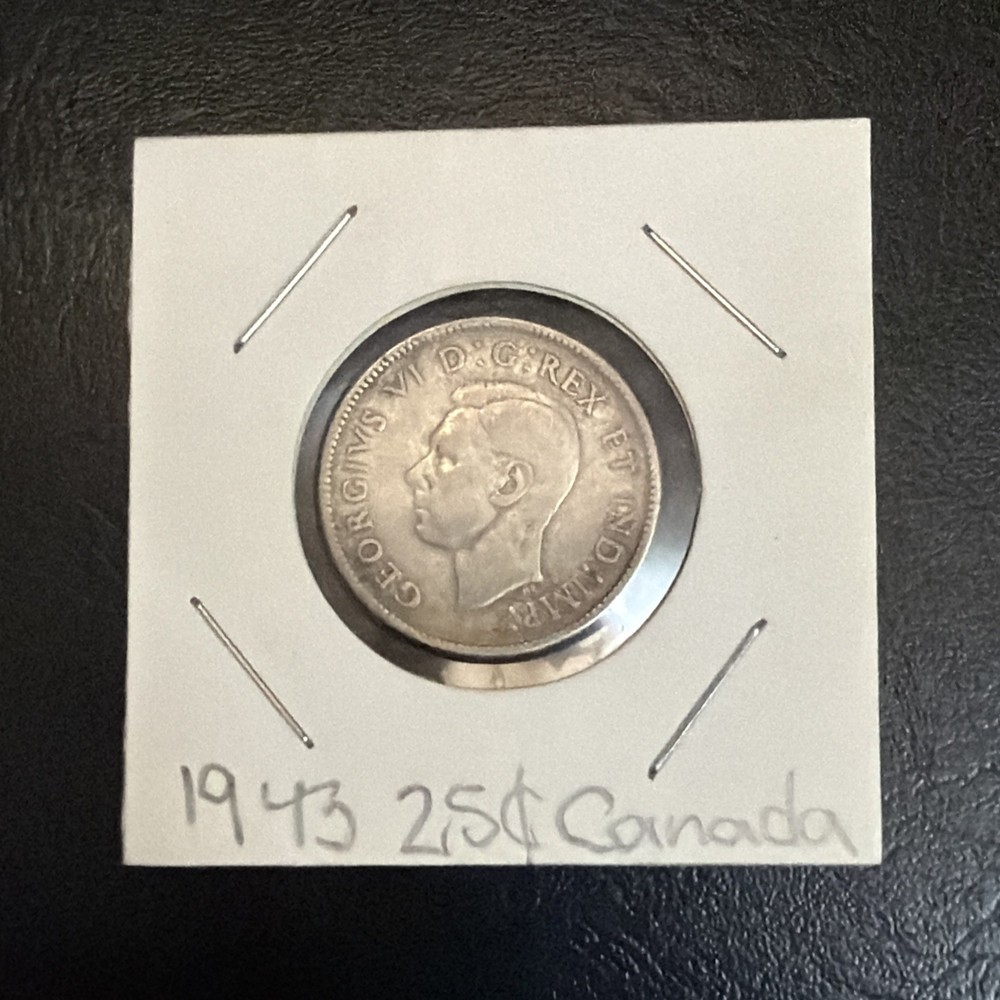 1943 Canada 25 Cents  Quarter George VI Silver