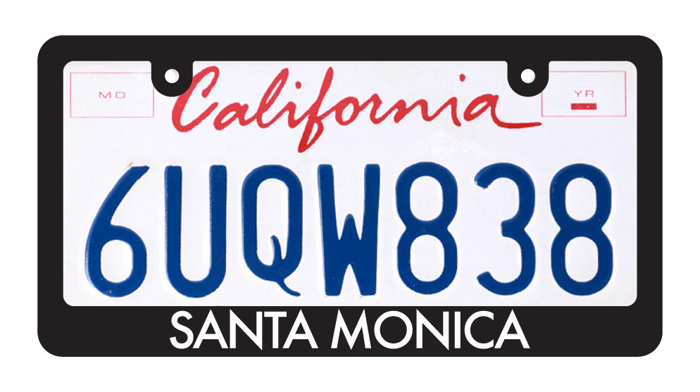 Santa Monica Glossy Black License Plate Frame