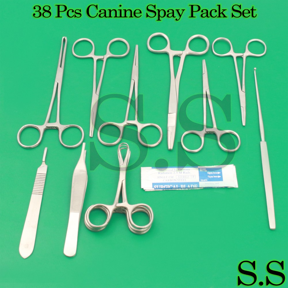 38 PCS CANINE SPAY PACK VETERINARY SURGICAL INSTRUMENTS DS-1099