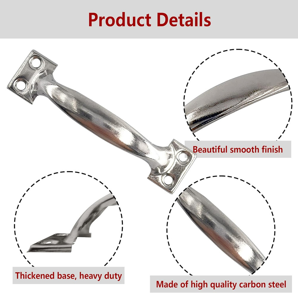 12Pcs 4 Metal Gate Pull Handle Vintage Barn Door Pulls Utility Silver