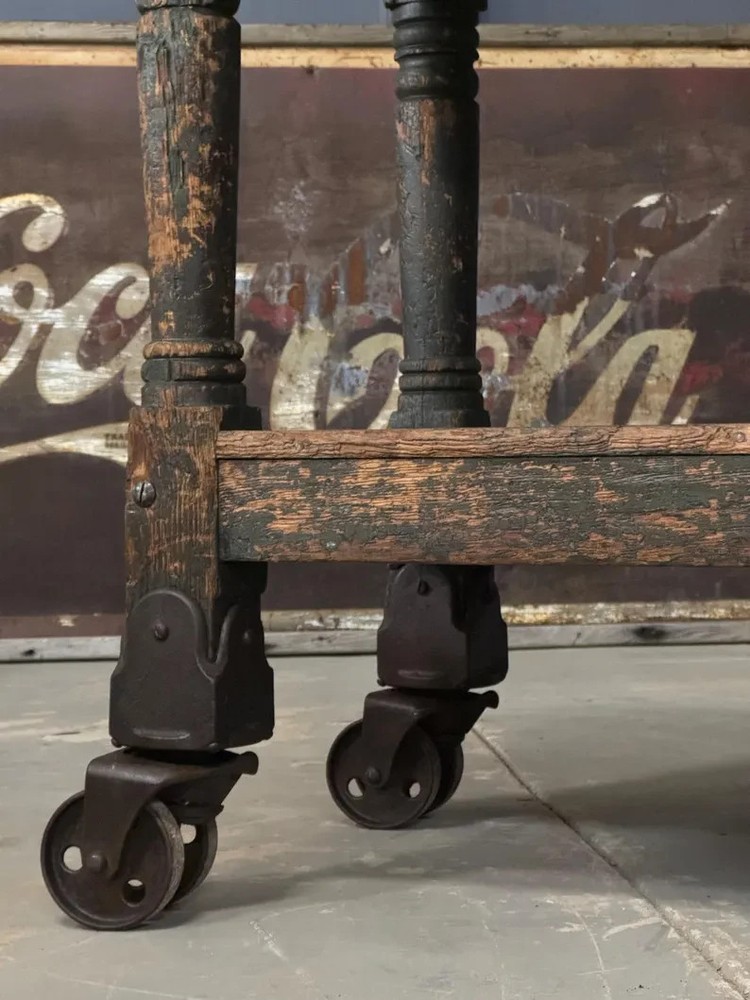 Antique Turtle Table On Casters