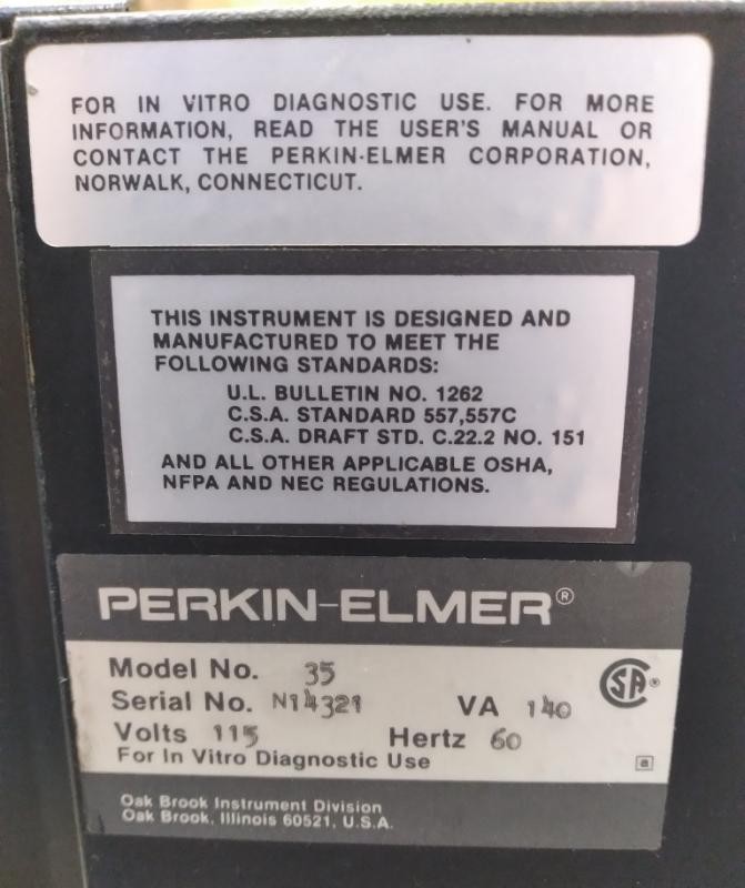 Perkin-Elmer MODEL 35 JUNIOR Spectrophotometer