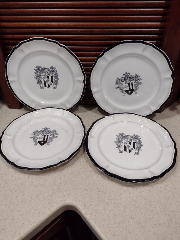 4 Salad Plates Shield Pattern - Made In Italy