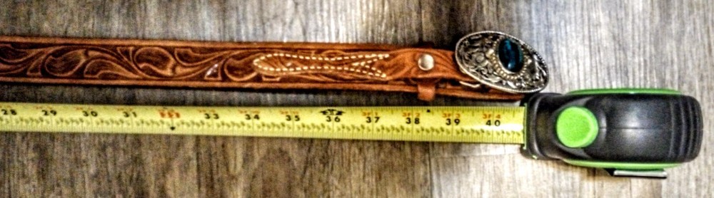 Vintage leather belt with a gemstone 40"
