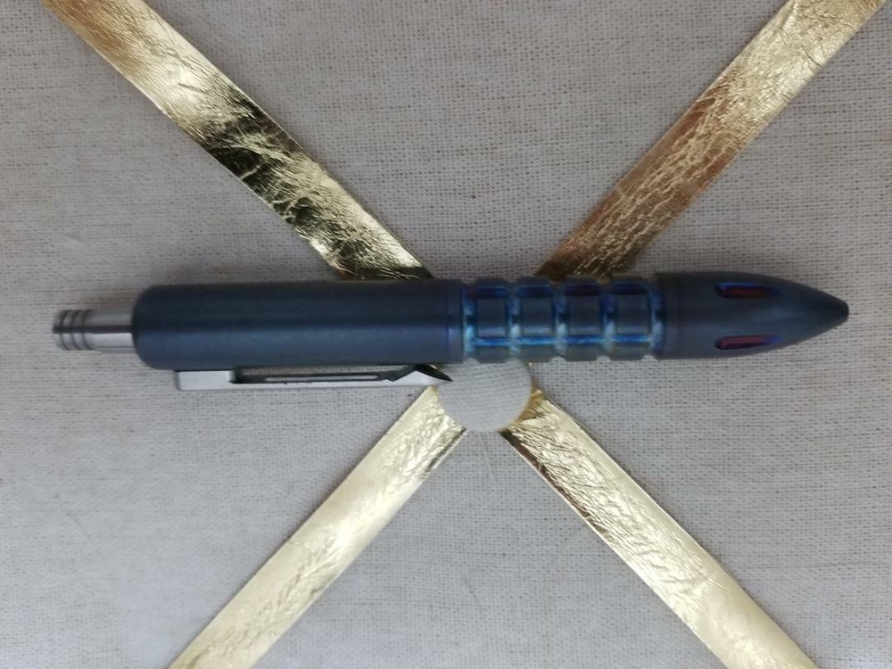 FLAMED MONKEY EDGE PATTERN TUFF WRITER FRAGMENTATION TITANIUM PEN