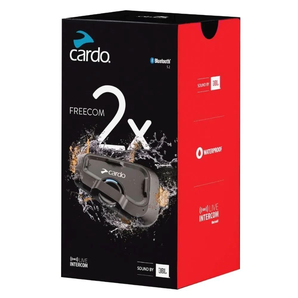 Cardo Systems FREECOM 2X Motorcycle 2-Way Helmet Bluetooth 1 Pack, Black