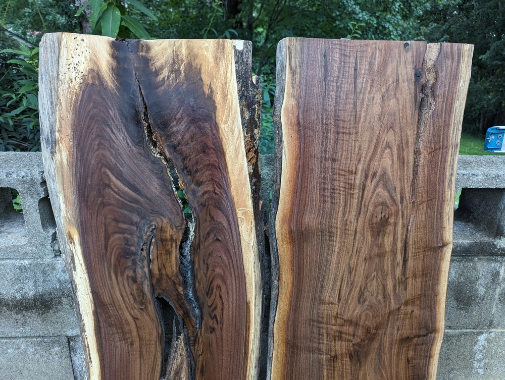 Black Walnut Slabs (Live Edge) River Table Set (Epoxy set) NICE !!!