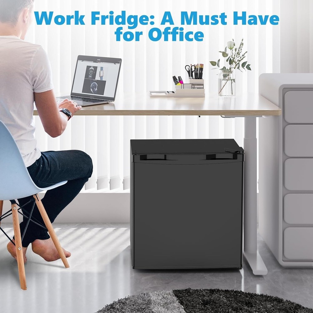 1.6 Cu.ft Mini Fridge with Freezer, Compact Single Reversible Door Refrigerator