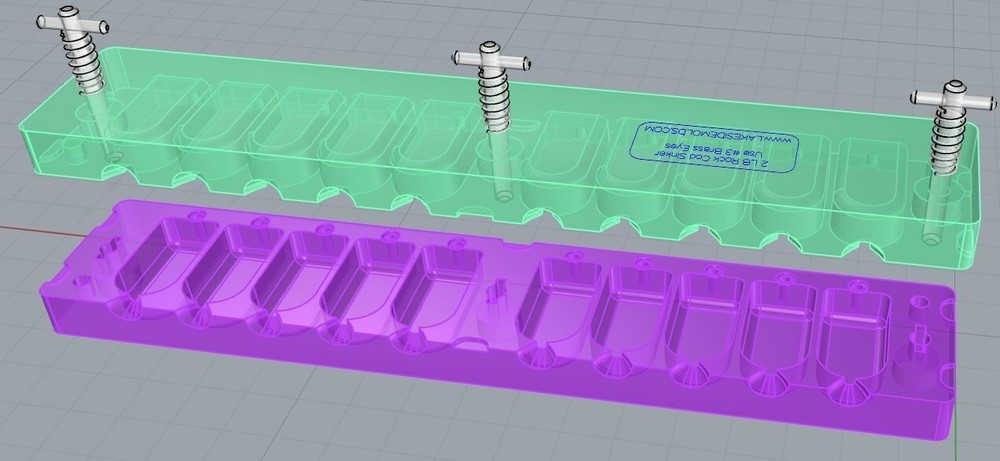 10 cavity 2 LB Cod Sinker Production Mold Aluminum CNC