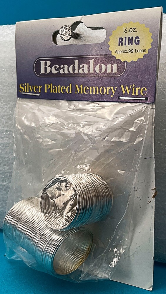BEADALON 347B-010 SILVER PLATED MEMORY WIRE RINGs  ½ OZ