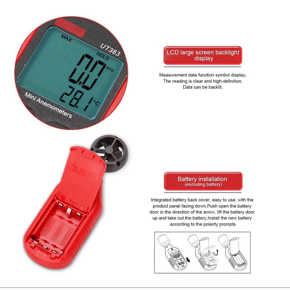 Precision Measure Wind Speeds Handheld Digital LCD Anemometer Backlight Display