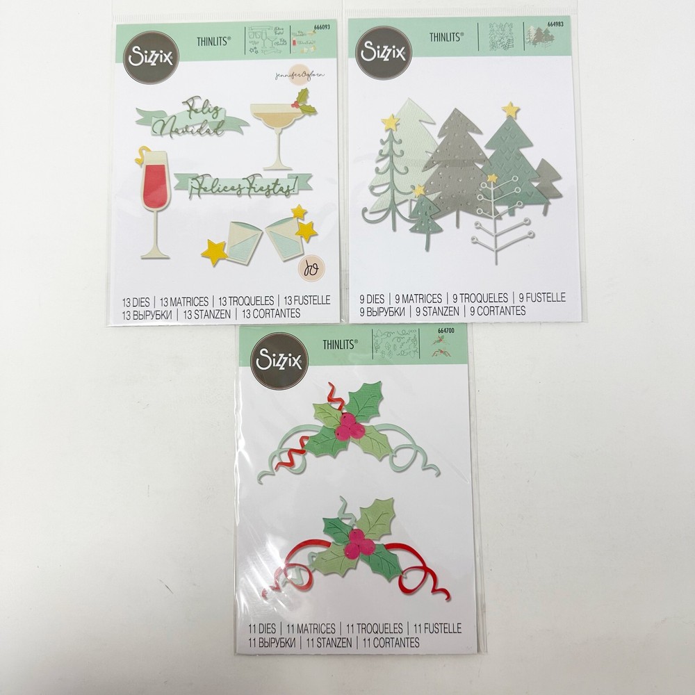 Sizzix Thinlits Christmas Holiday Cutting Dies Feliz Navidad Bundle NEW
