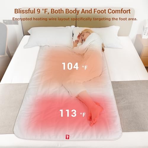 Heated Mattress Pad Twin Size, Foot Temp Diff Design & Preheat Function &