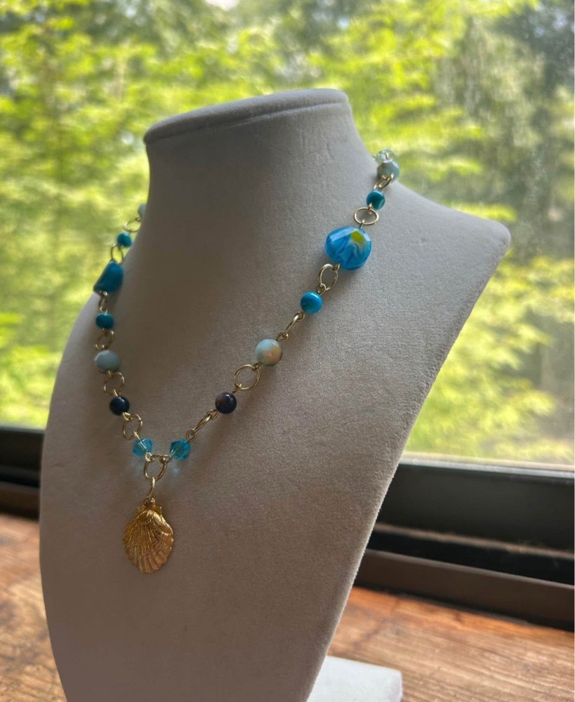 Glass & Shell Beaded Handmade Necklace