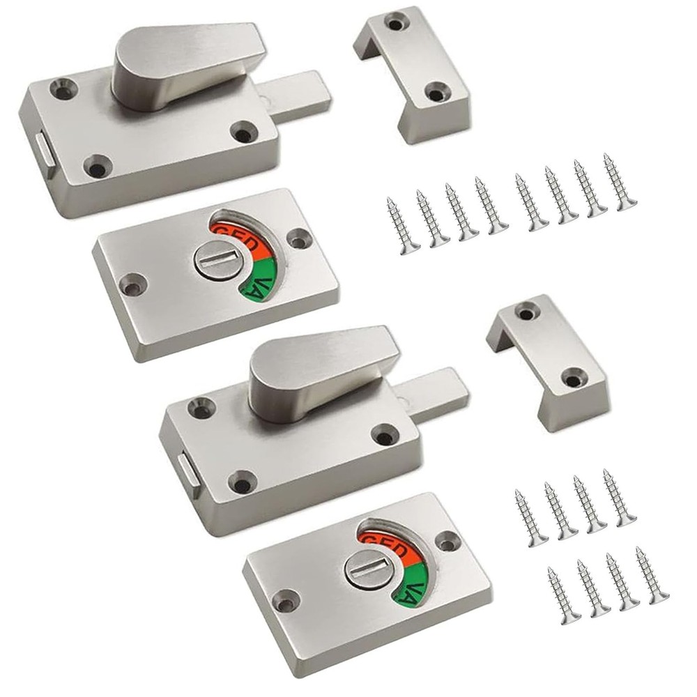 2Pcs Latch Indicating Lock,Latch Indicator Bolt,Privacy Partition Silver,2pcs