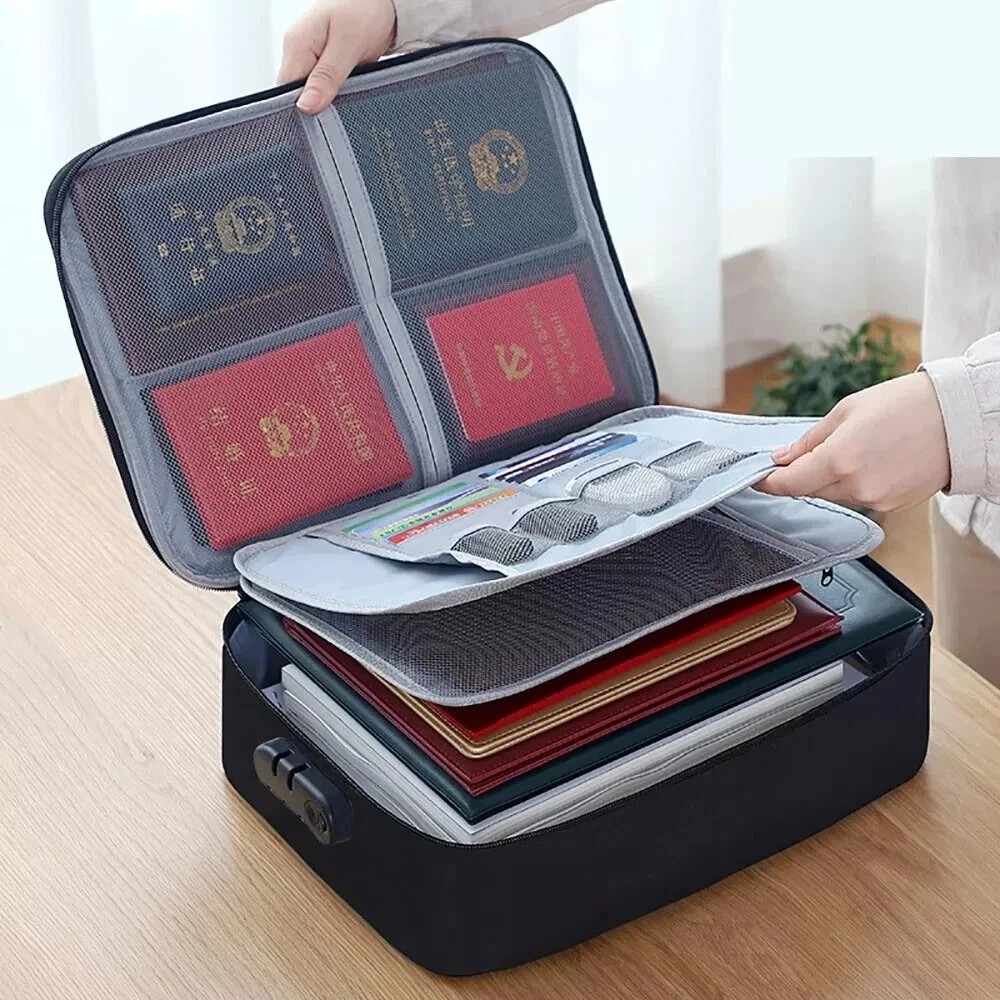 Waterproof Locking Document Box File Storage Organizer Secure Bag