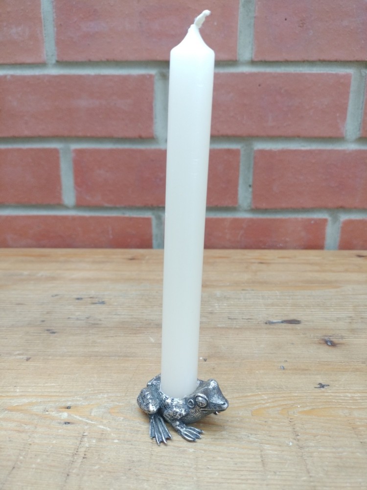 Vintage Silver Plated Cast Frog Toad Candlestick