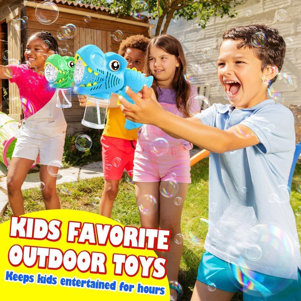 Bubble 2 Pack Dino Bubble Machine for Toddlers with 4 Solutions Easter Basket...
