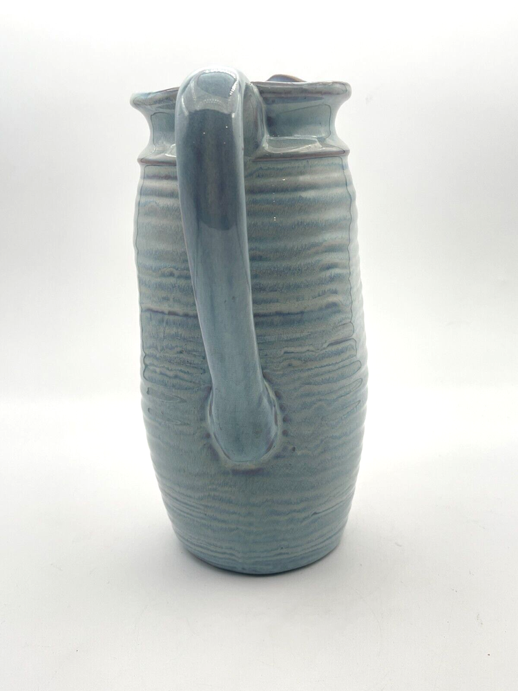 Creative Co-op Light Blue & Gray Stoneware Pitcher 9.25" Tall