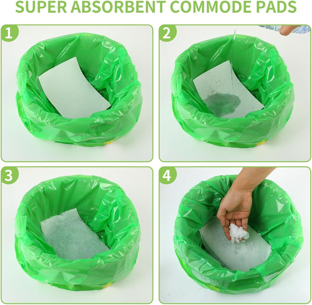 Super Absorbent Bedpan Liners, Medical Grade 100 Count, Bedside Commode Pads, Ab
