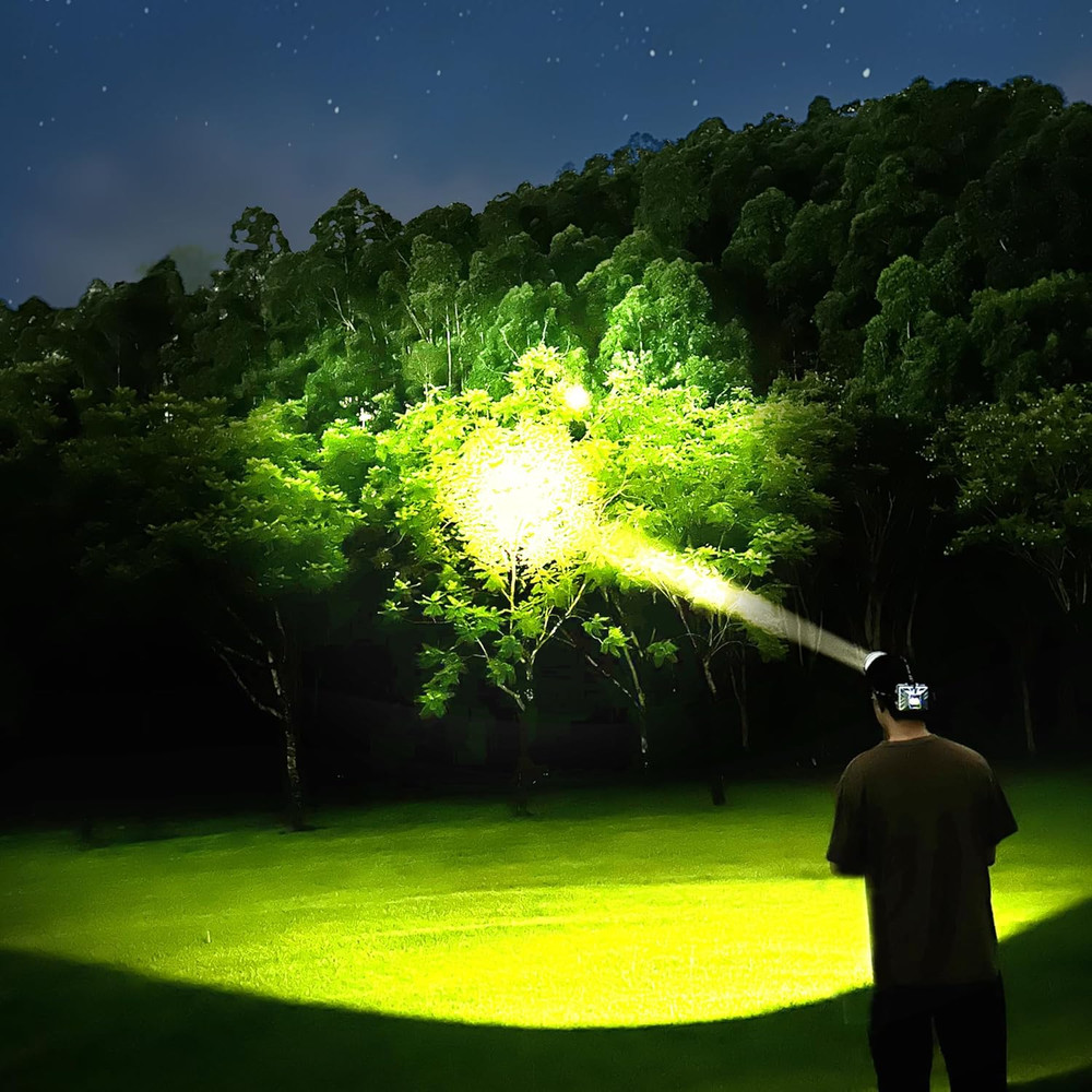 Linterna frontal caza LED alta potencia recargable impermeable con sensor