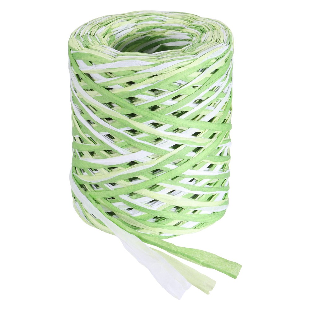 Raffia Ribbon, 164 Yard Natural Raffia Paper String, White, Green