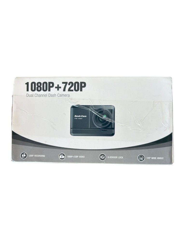 DUAL CHANNEL DASH CAMERA 1080P+720P OPEN BOX NEW