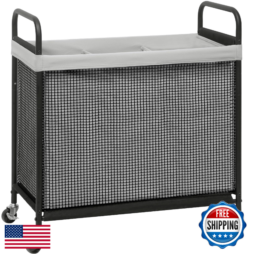 STORAGE MANIAC 3-Section Rolling Laundry Hamper w/ Wheels, Sorter 120L