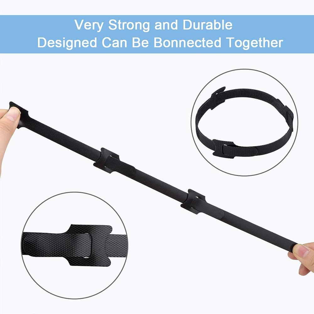 Nettbe 60-Pack 8in Reusable Adjustable Hook Loop Cable Ties Cord Organizer
