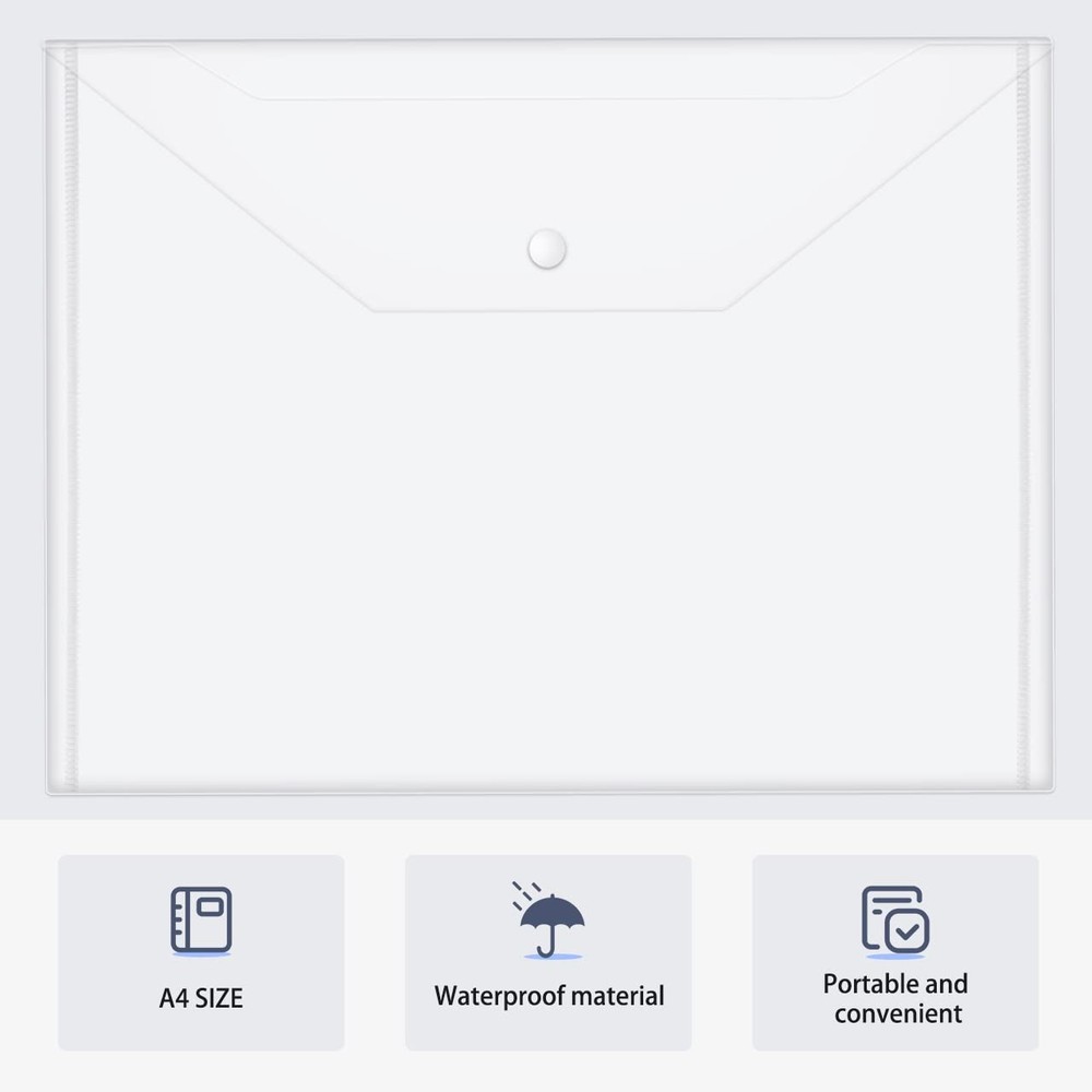 30pcs Plastic Envelopes, Clear Reusable Poly Envelope Waterproof File Folder