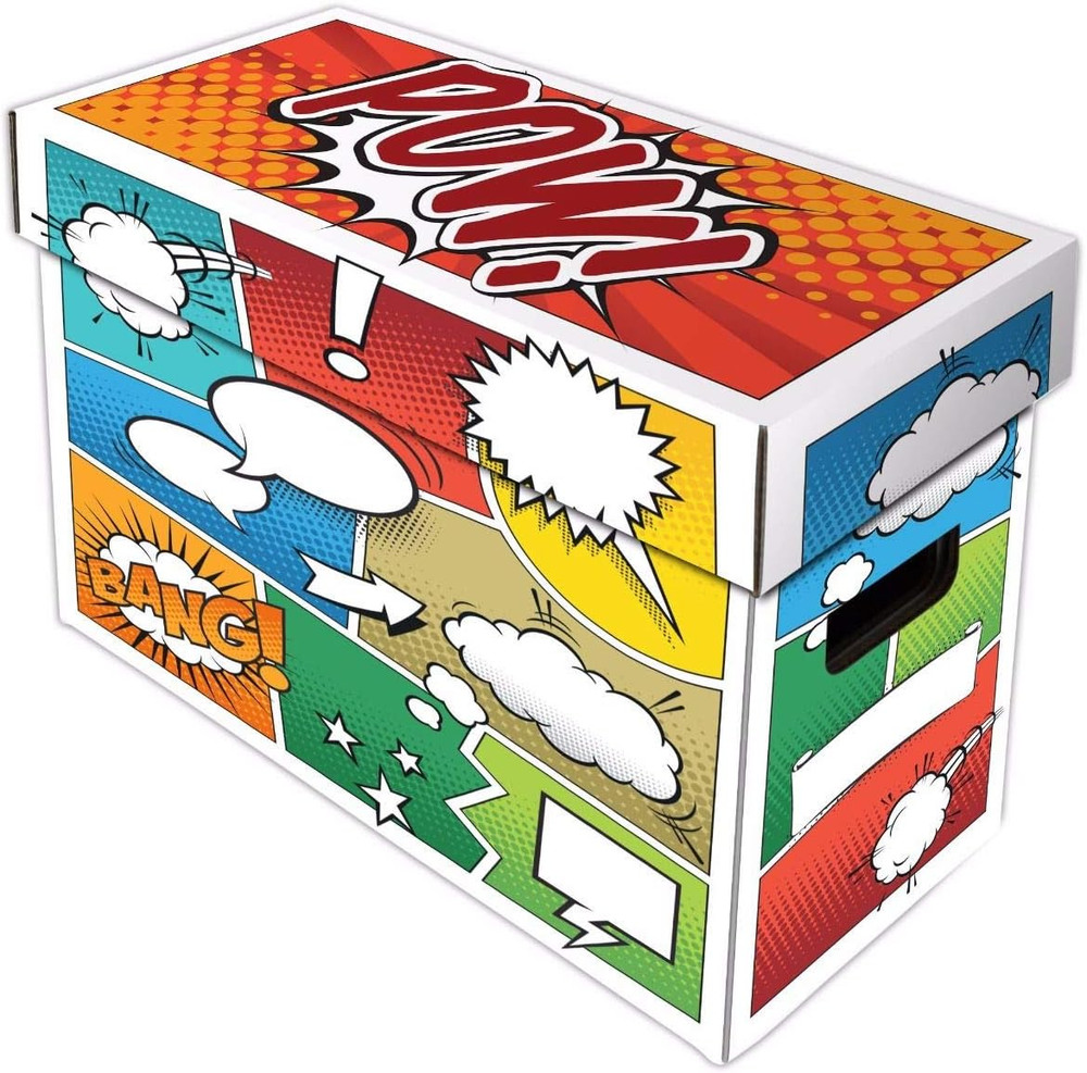 Pow! Comic Book Storage Short Box - 1 Pack | Color Comic-Inspired Artwork | Hol