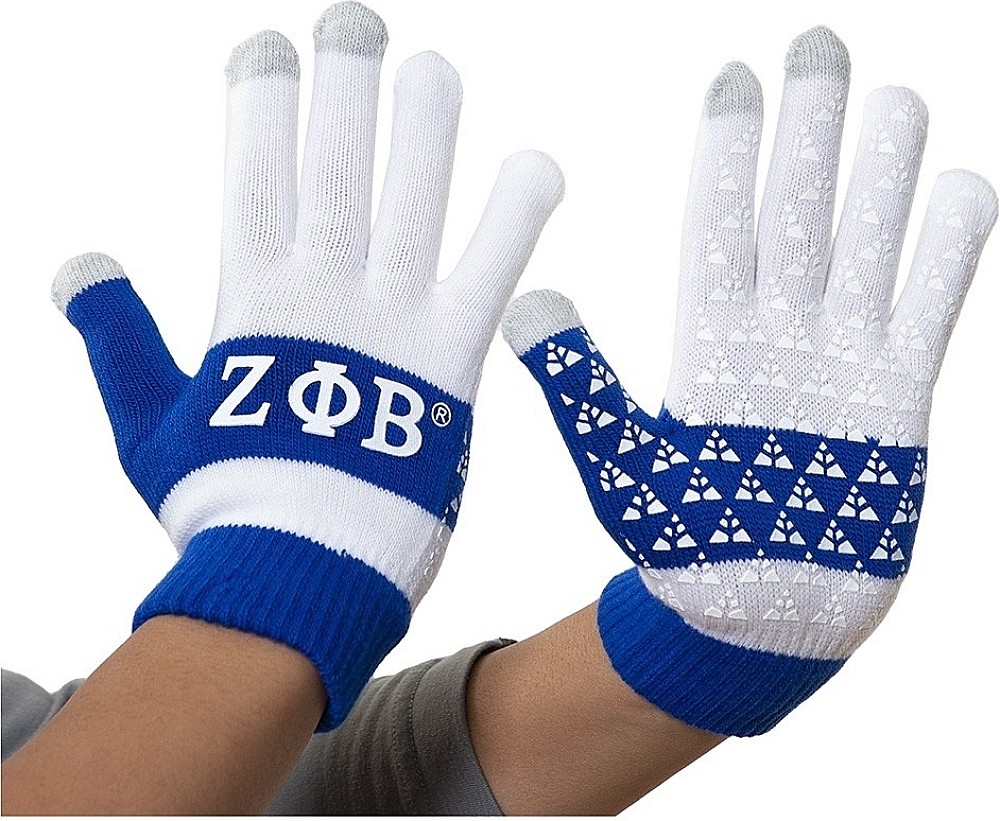 Zeta Phi/Φ Beta Knit Texting Gloves [White]
