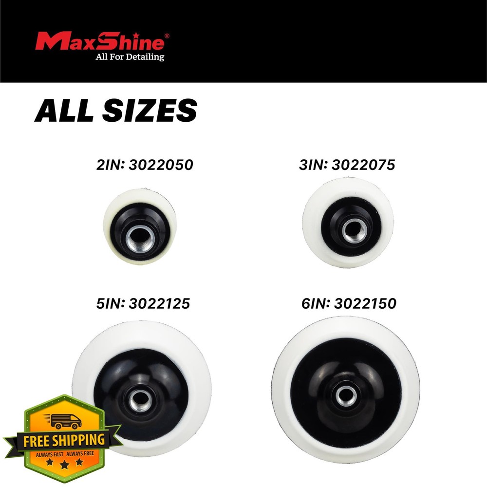 Maxshine 6" Rotary Polisher Backing Pad 150mm Hook Loop 5/8" Thread