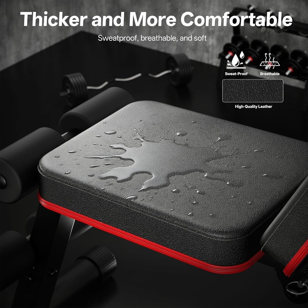 Adjustable Weight Bench 660 lb Capacity - Foldable for Comfortable Home Workouts