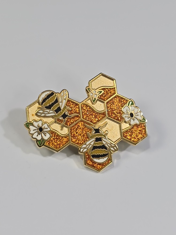 Bees On Honeycomb Lapel Pin