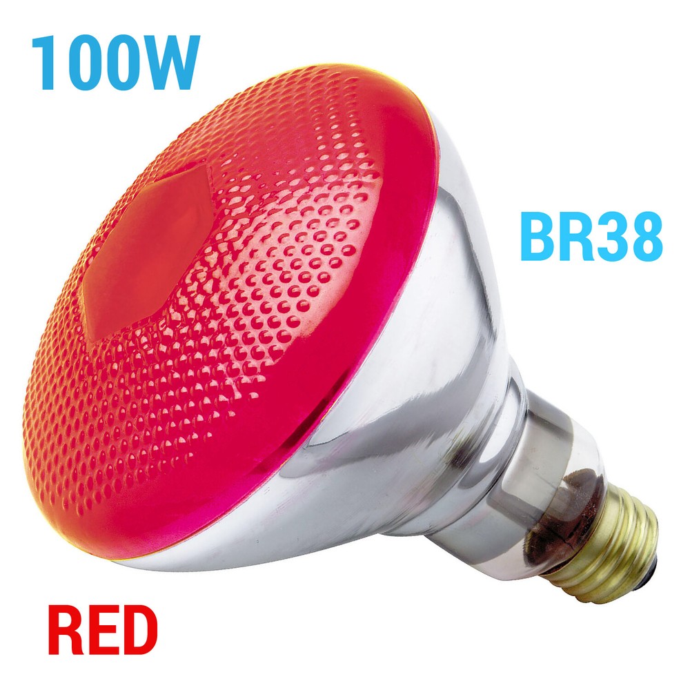 Satco S4424 RED Reflector Bulb Floodlight 100W BR38 120V Medium E26 Base 100BR38