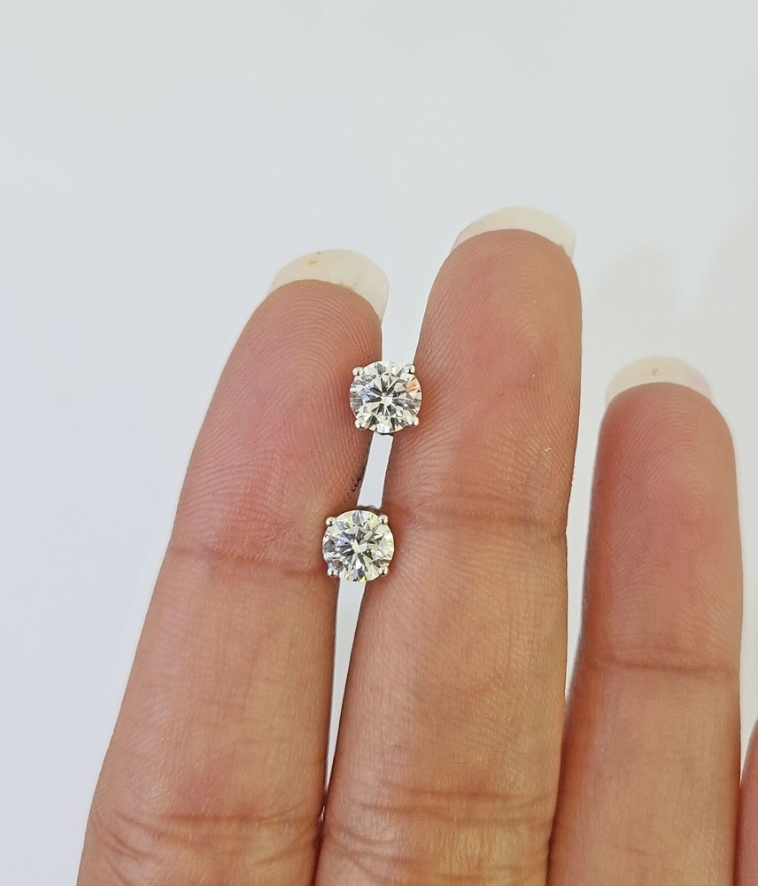 Solid 10k Gold Diamond Stud screw-back Lab Created Women Men