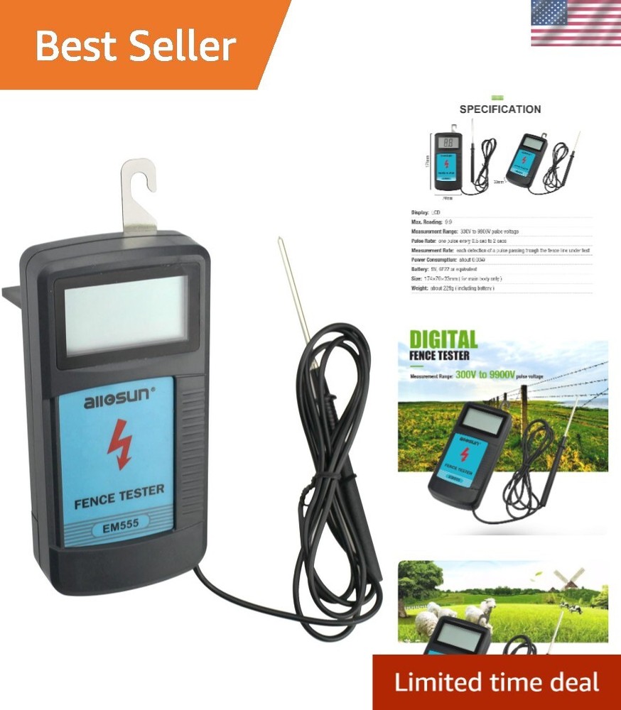 Multi-Functional Electric Fence Meter - Battery Powered Voltage Checker with Bag